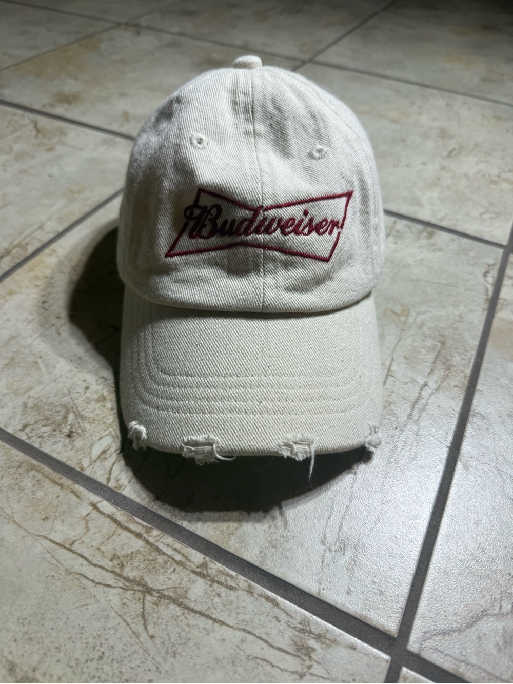 Budweiser Cream Distressed Hat